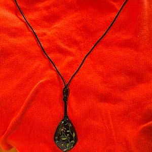 Amber, carved, boho chic necklace